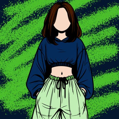 realistic girl faceless with baggy pants and a crop top