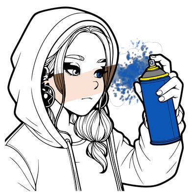 a realistic girl, spray painting