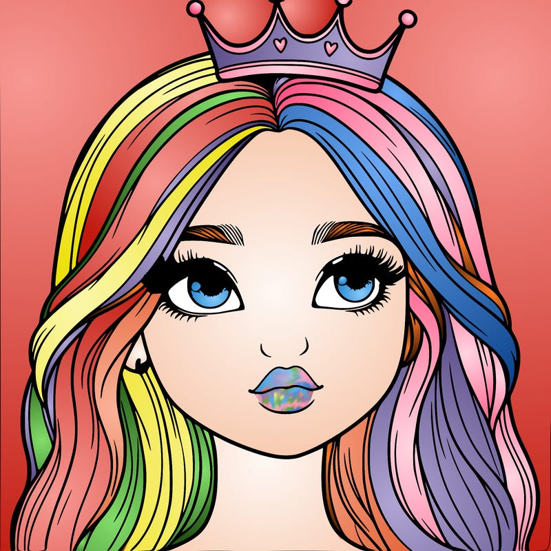 a realistic girl with a crown on
