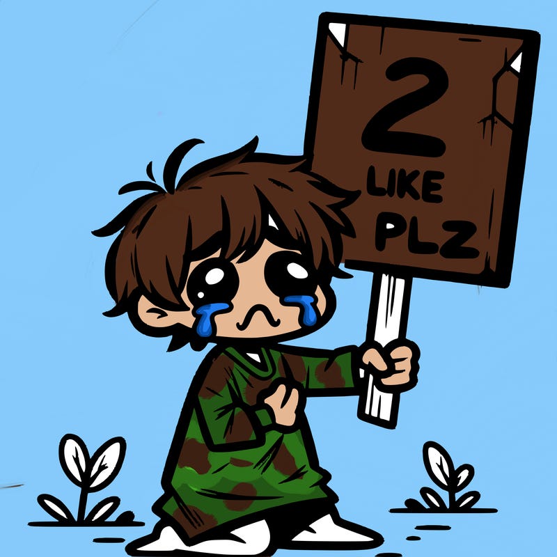 small poor toddler crying with sign that says 2 like plz