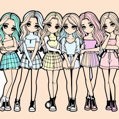 a group of girls realistic