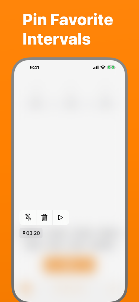 Periodic Timer + - Bildschirm der Periodic Timer App mit angepinnten Favoriten-Intervallen