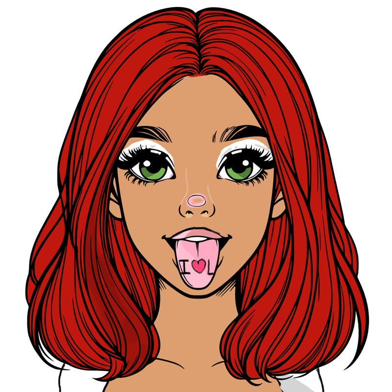 realistic girl with her tongue out