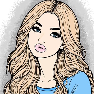 realistic girl with hair on her hair and lips