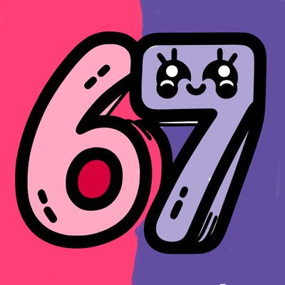 the numbers 67