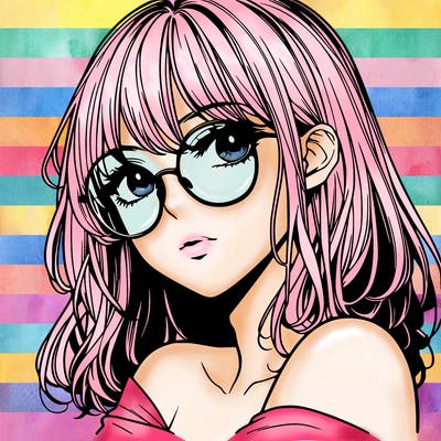manga woman character with glasses and nice lips