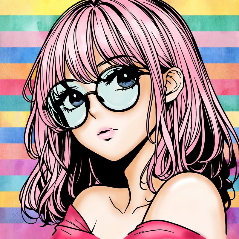 manga woman character with glasses and nice lips
