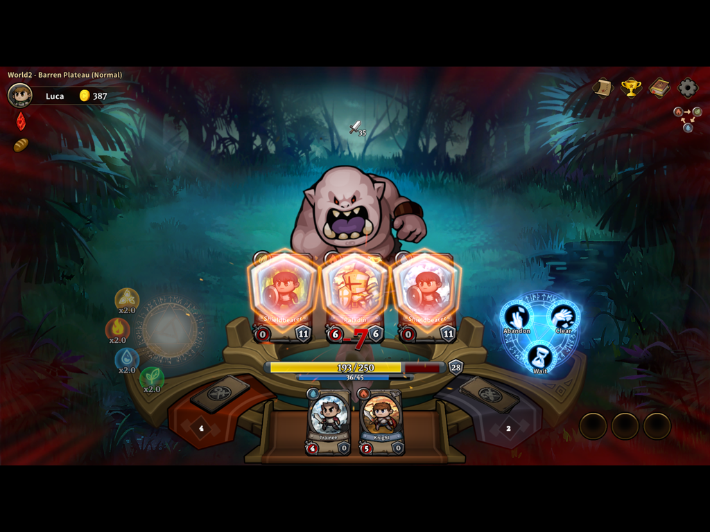 Heroes Wanted - Hero card combination used during a boss battle in the Heroes Wanted game