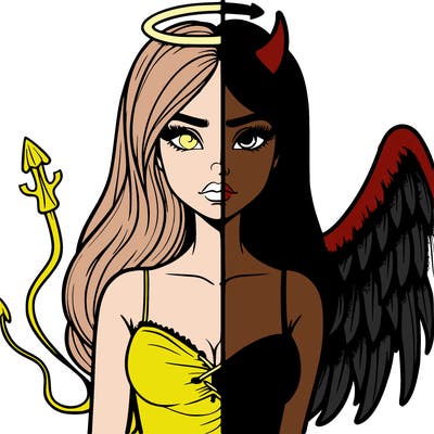 devil vs angel realistic girl