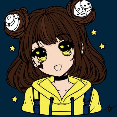 anime girl with space buns