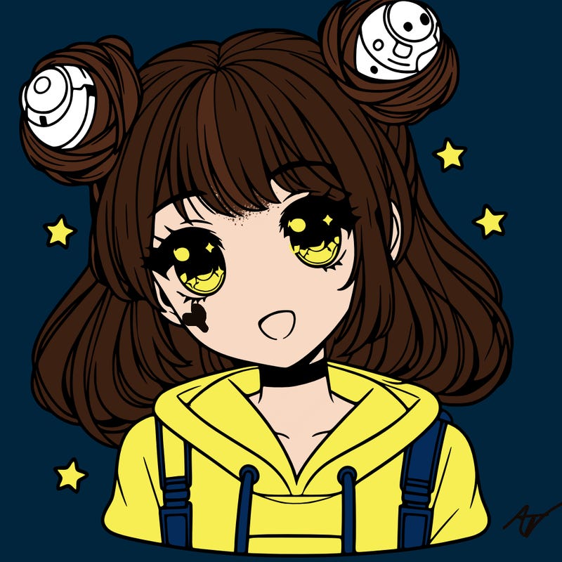 anime girl with space buns