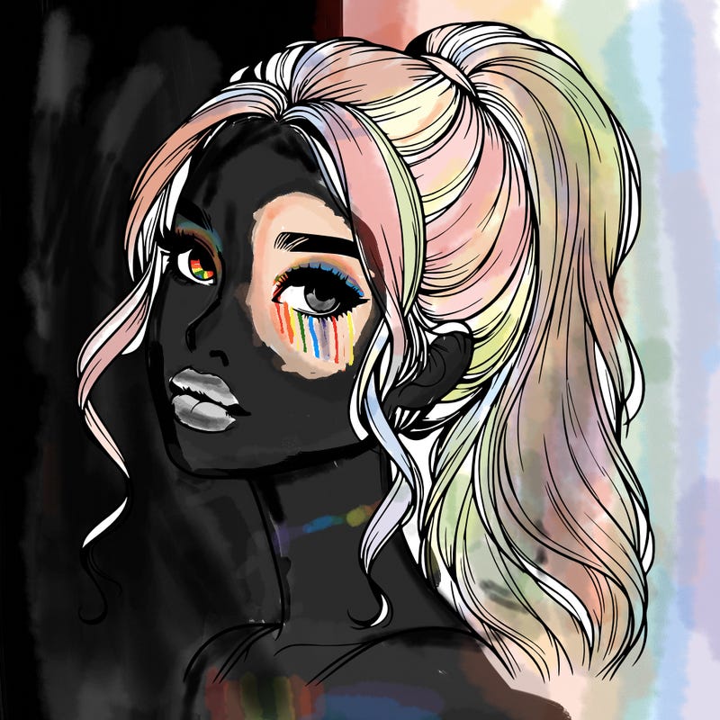 realistic girl with a ponytail on her hair and lips