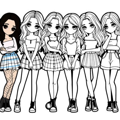 a group of girls realistic