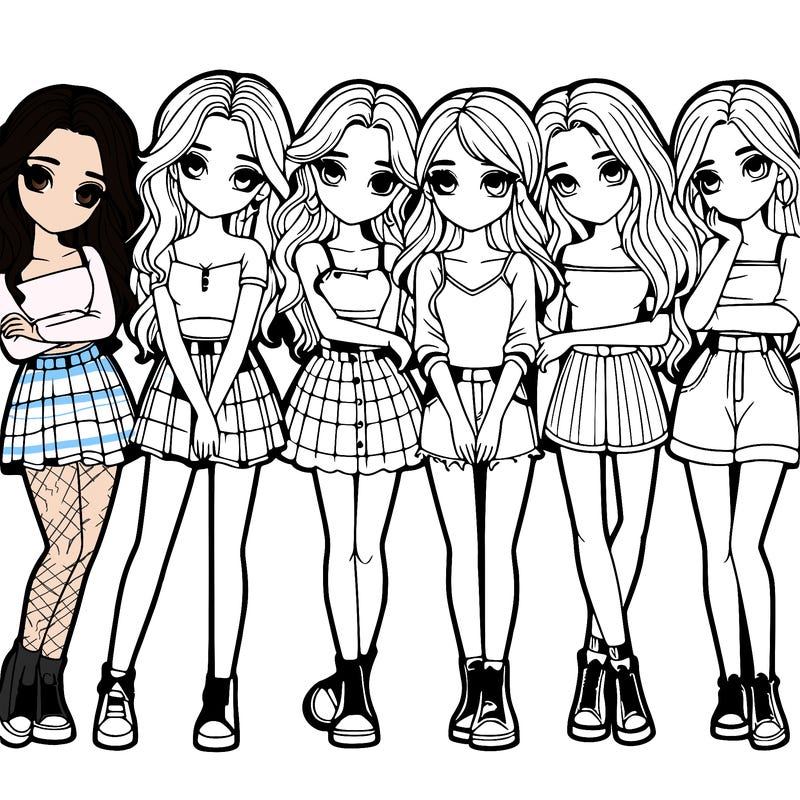 a group of girls realistic