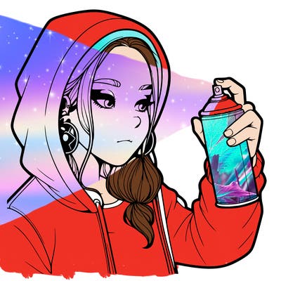 a realistic girl, spray painting