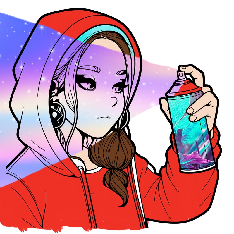a realistic girl, spray painting