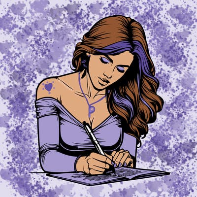 realistic female writing poetry