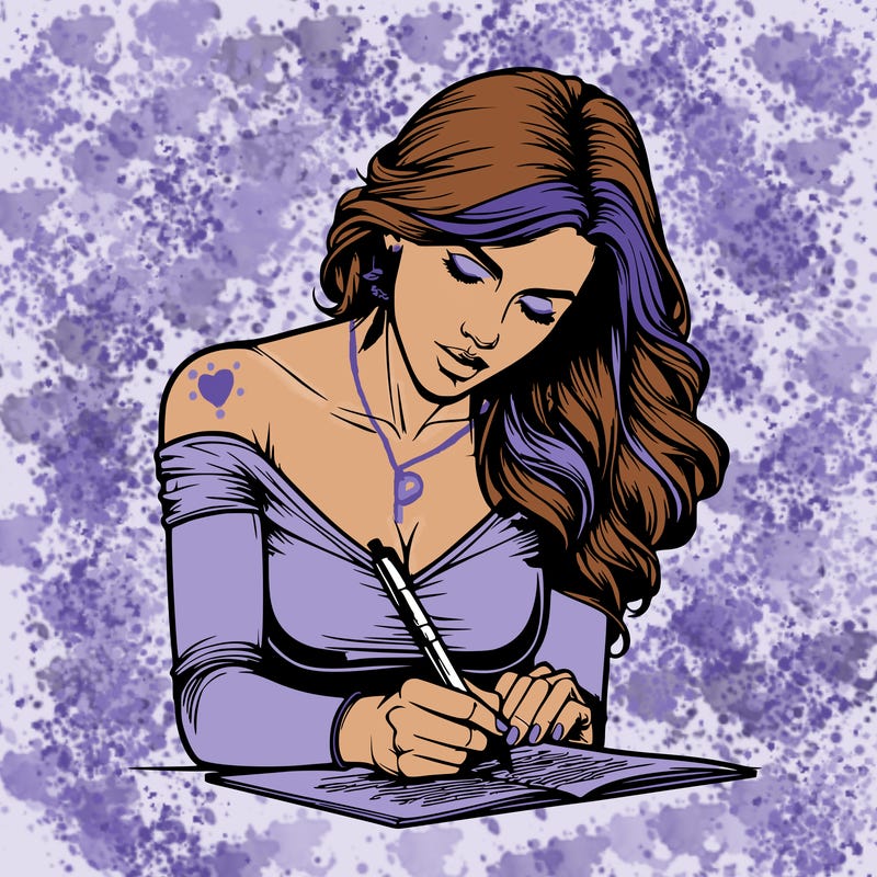 realistic female writing poetry