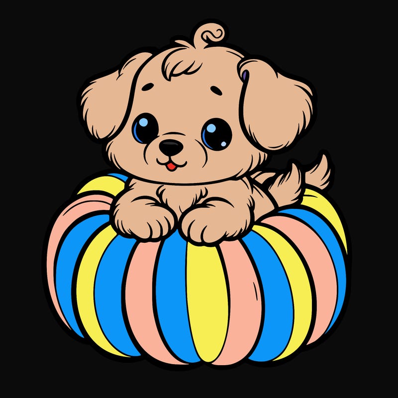 cute little puppy in a pumpkin