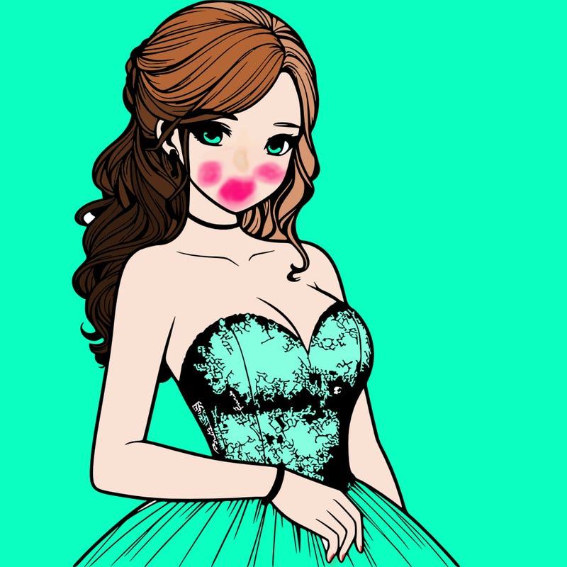 realistic girl in prom dress