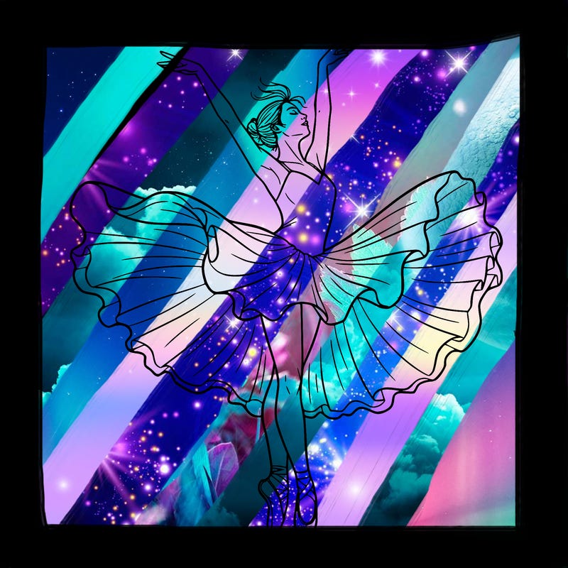 a delicate ballerina with her costume in motion.