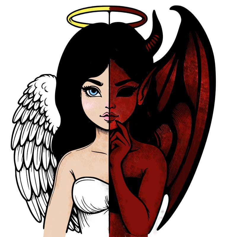 realistic angel half demon