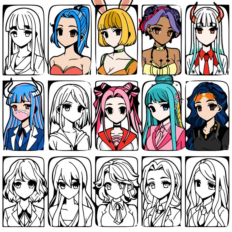 girls that look diffrent anime