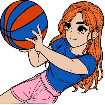 realistic girl playing basketball