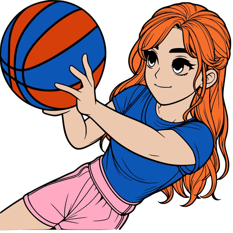 realistic girl playing basketball