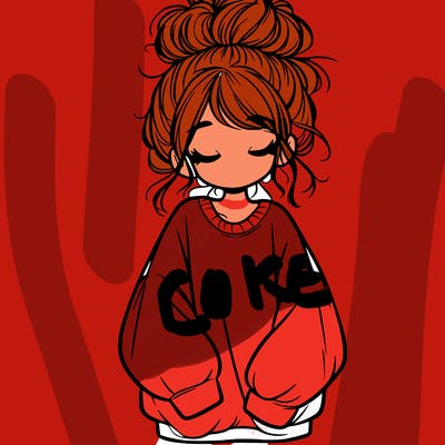 girl with baggy sweatshirt and messy bun