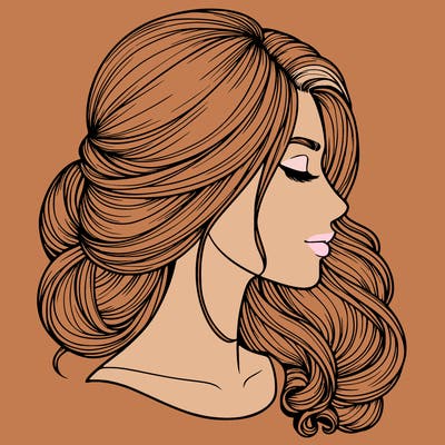 realistic woman's head & hair