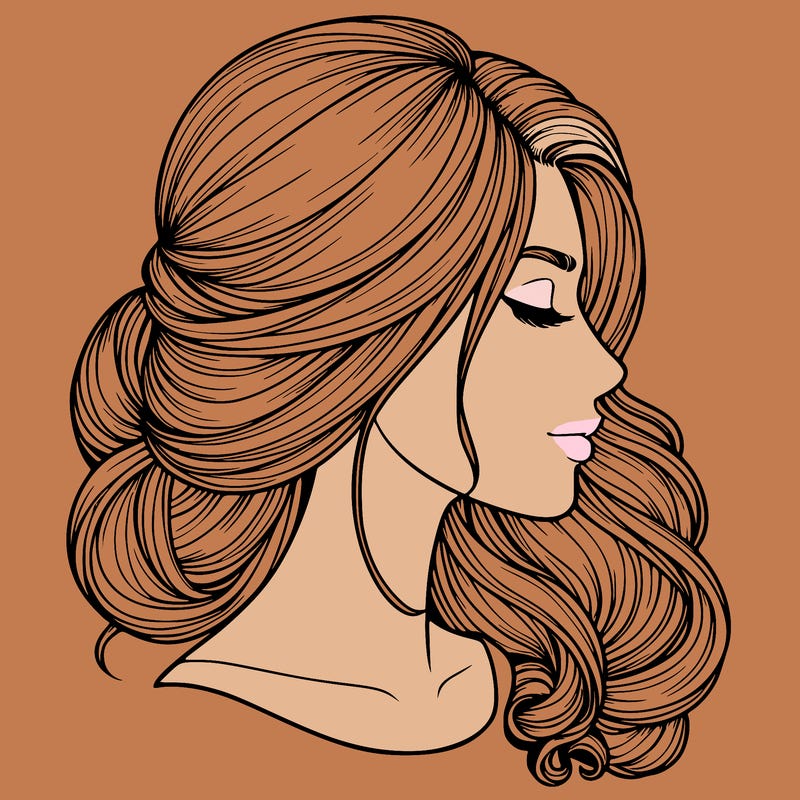 realistic woman's head & hair