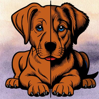 realistic dog split picture