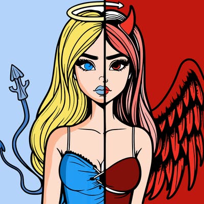 devil vs angel realistic girl