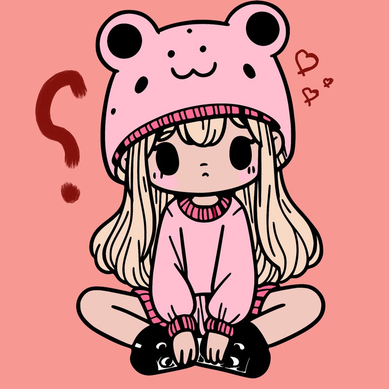 a girl wearing a frog hat and some frog socks