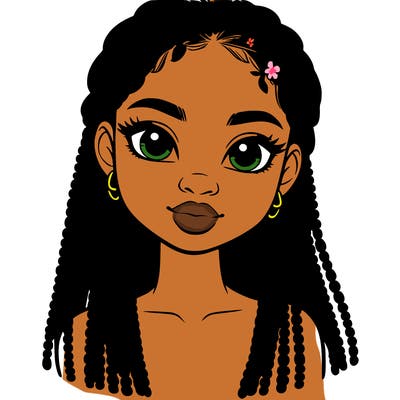 a realistic black girl with braids