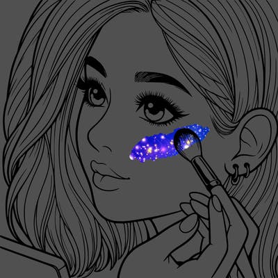 a realistic girl doing her makeup