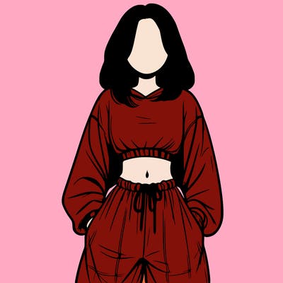 realistic girl faceless with baggy pants and a crop top