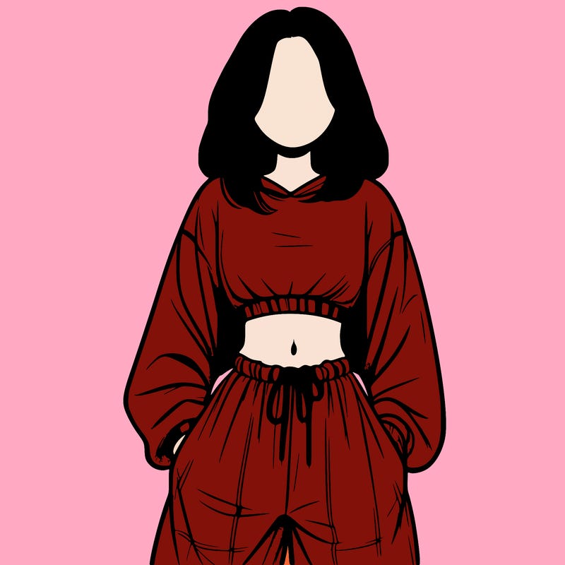 realistic girl faceless with baggy pants and a crop top