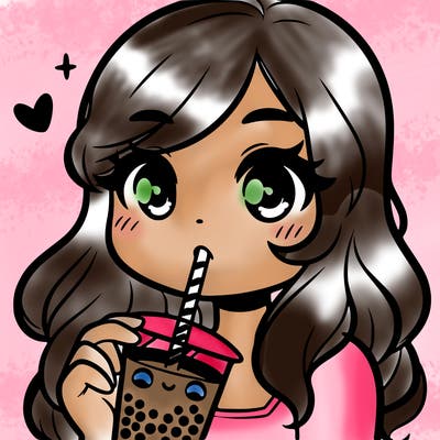 a girl with a boba tea drinking it