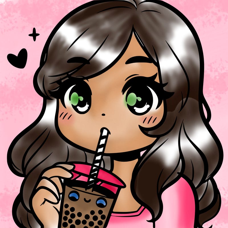 a girl with a boba tea drinking it
