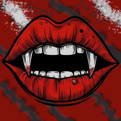 lips with vampire teeth