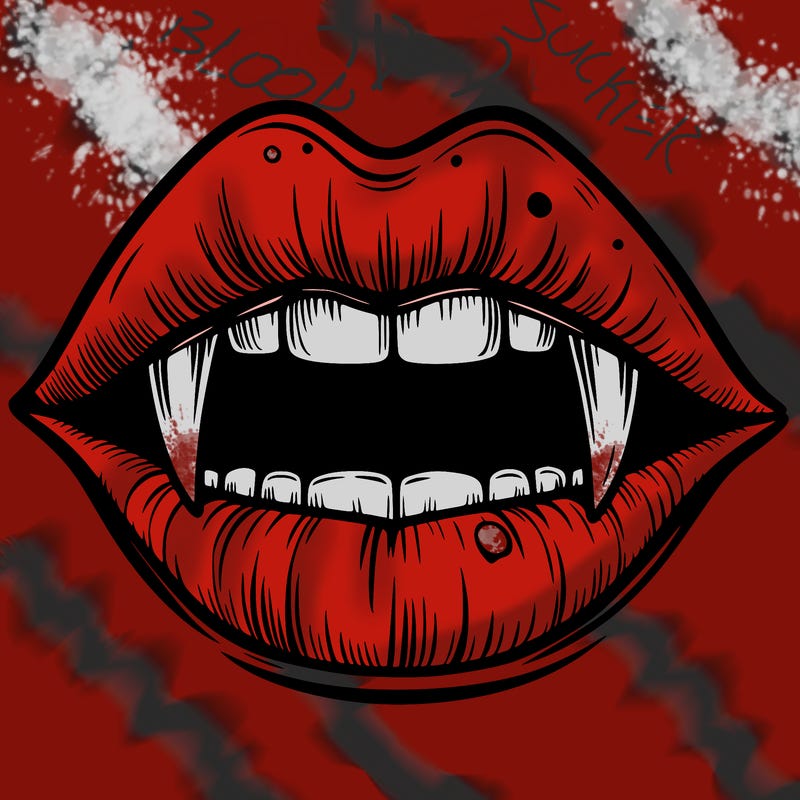 lips with vampire teeth