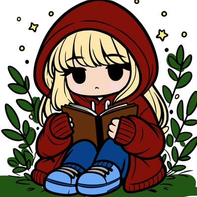 girl in oversized hoodie reading a book