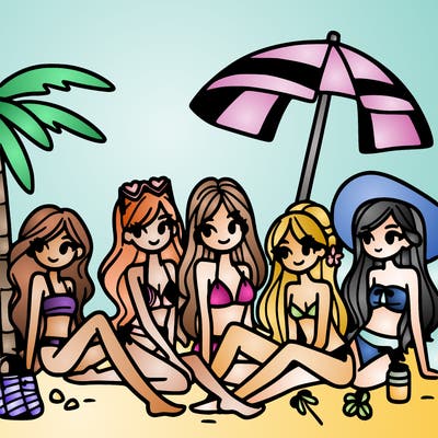 girls on beach trip