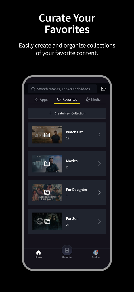 VIDAA - Benutzeroberfläche der VIDAA-App mit kuratierten Favoriten und Inhaltssammlungen für Filme und Serien