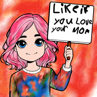 realistic girl holding up a sign