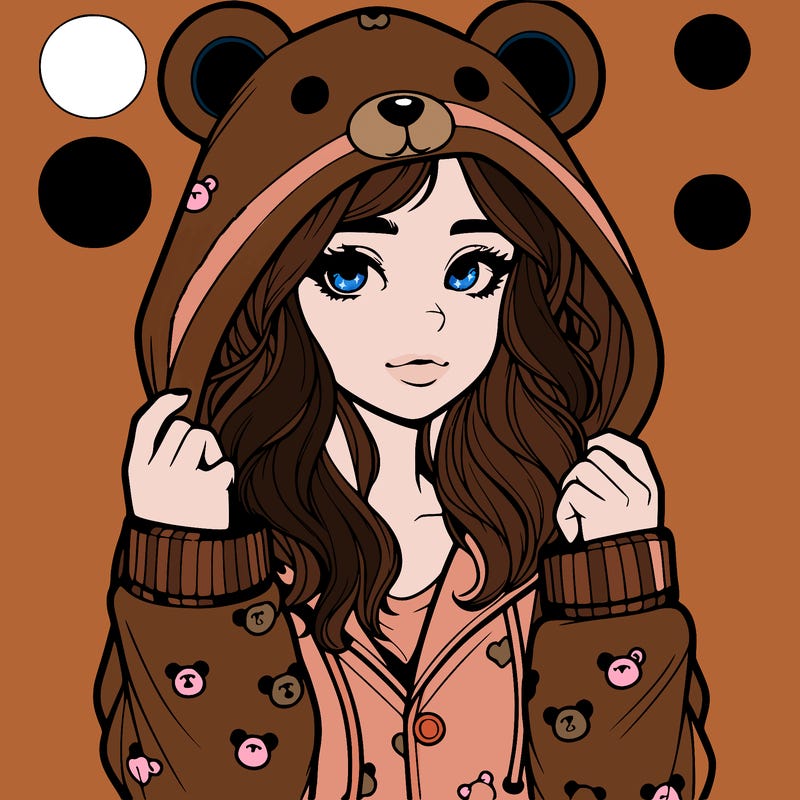 realistic girl in a animal pjs hoodie