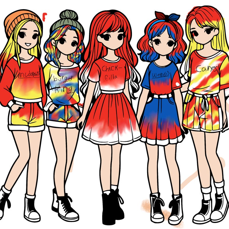 a group of five girls