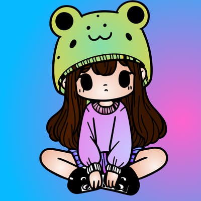 a girl wearing a frog hat and some frog socks